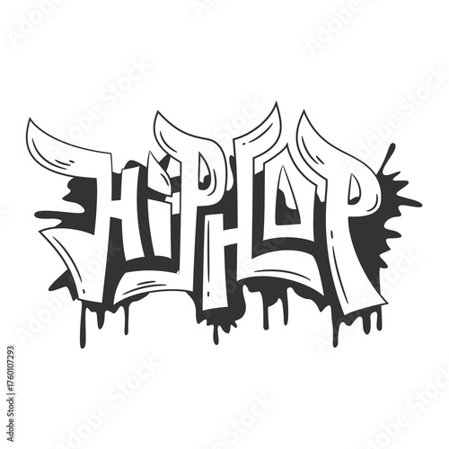Bold hip hop graffiti lettering with dripping paint detail for edgy streetwear designs and urban art projects, perfect for posters, flyers, and creative branding projects