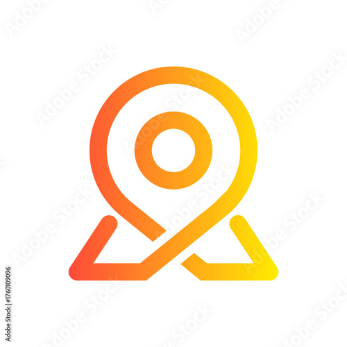 Modern abstract location pointer with vibrant orange yellow gradient, perfect for navigation apps, travel services, or business branding.