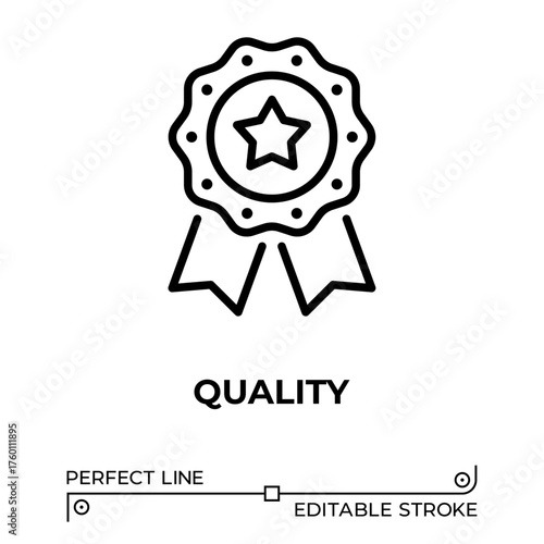 Vector line icon related to quality concept. Perfect Line. Editable Stroke.