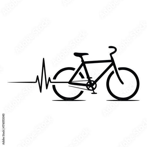 Bicycle Heartbeat Pulse Line Graphic Design.