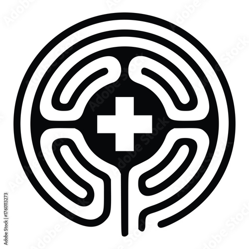 Labyrinth with a Central Cross Symbolizing Guidance and Spirituality.