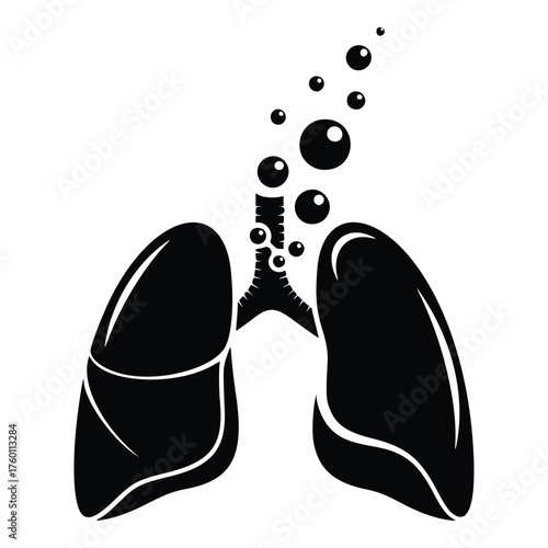 Human Lungs with Bubbles Representing Respiration and Health.