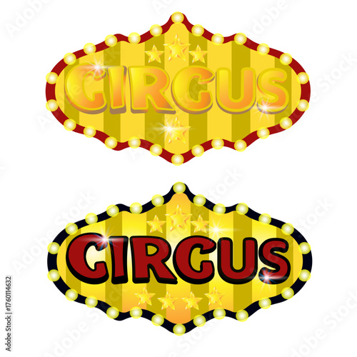 two circus signs without a background