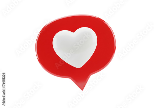 Free Download Glossy red social media notification icon featuring a vibrant white heart symbol - GFXLoad
