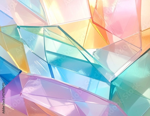パステルカラーの透明なガラス素材　カラフル　グラス　柔らかい光　背景素材