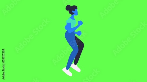 Woman Performing Fitness Exercises on a Green Background, Concept of Healthy Lifestyle, Workout, Physical Training, and Active Sports Practice