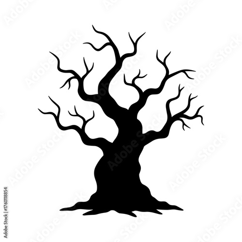 vector illustration of a gnarled spooky tree