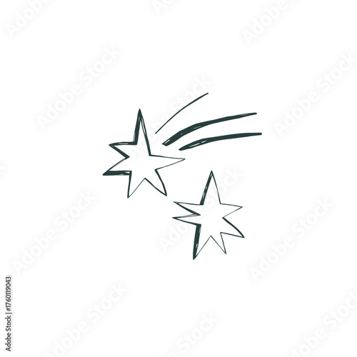 Shooting stars minimal line art with clean nordic composition and gentle cosmic theme illustration