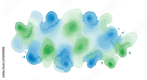 Vector  abstract watercolor painting featuring blended shades of blue and green with fluid textures