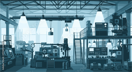 Modern factory floor showcasing advanced machinery and equipment for manufacturing excellence and industrial production