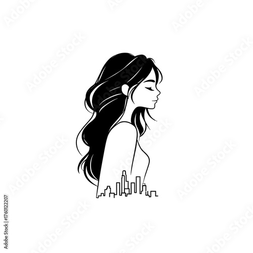 Architect. Architect simple black and white line art vector logo
