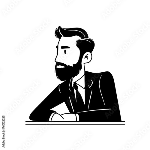 Lawyer. Lawyer simple black and white line art vector logo