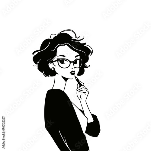 Teacher. Teacher simple black and white line art vector logo