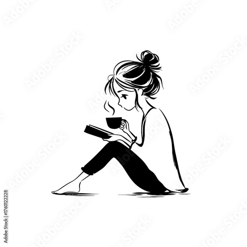 Writer. Writer simple black and white line art vector logo