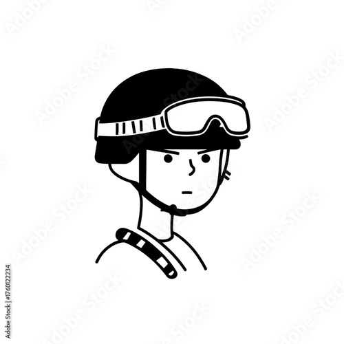 Soldier. Soldier simple black and white line art vector logo