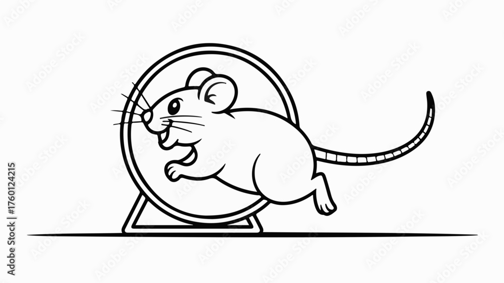 Obraz premium Energetic mouse running on a wheel, symbolizing activity and a busy lifestyle.