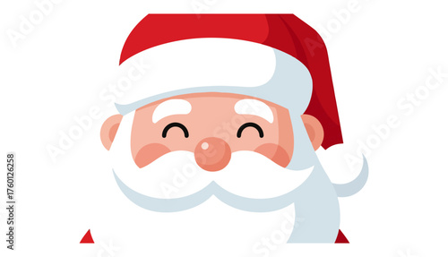 Cute Santa Claus Face Icon. Happy Christmas Character Head Avatar. Vector Flat Illustration.