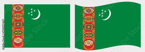 Turkmenistan flag wave and flat vector Illustration
Vector flag