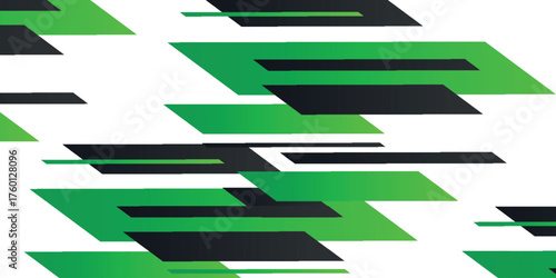 Modern background with overlapping abstract geometric shapes in green and black. Technology and sports theme background. Futuristic concept for covers, banners, brochures, certificates, and cards.