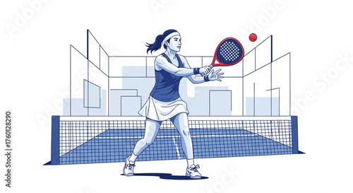 A Woman Playing Tennis on a Court with a Net and Ball