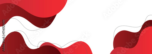 Abstract background with overlapping red gradient geometric wave shapes. Fluid shape background design for banners, ads, and web pages.