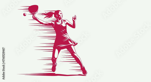 Dynamic Tennis Player Ready to Serve Action Illustration in Motion