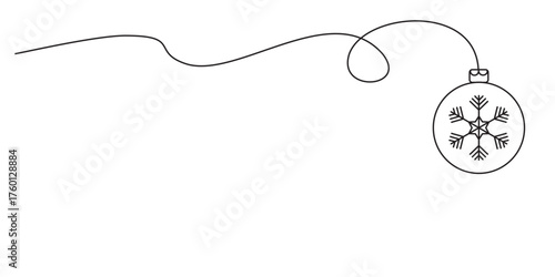 Christmas ball vector line art. Christmas ball with snowflakes