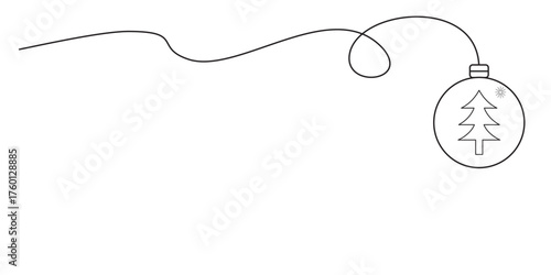 Christmas ball vector line art. Christmas ball with snowflakes