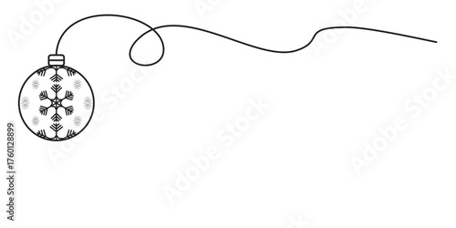 Christmas ball vector line art. Christmas ball with snowflakes