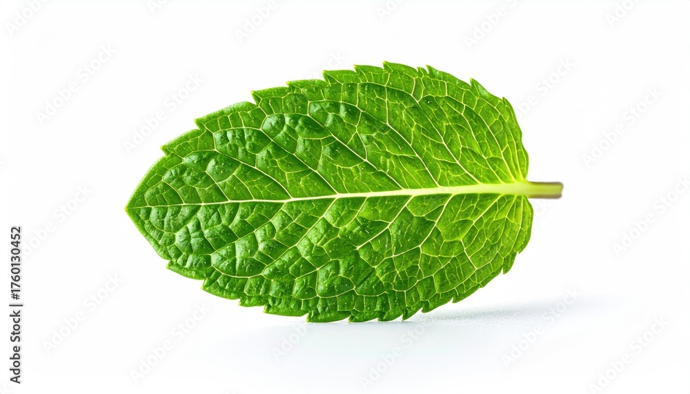 Obraz premium Fresh Mint Leaf Isolated on White Background for Culinary or Product Photography
