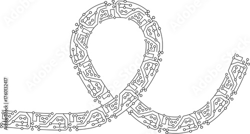 Single loop electronic circuit element forming a closed circular path with connecting lines.