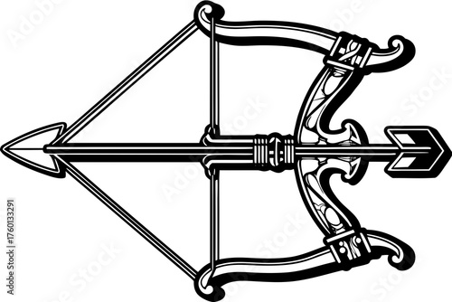 Archery Weapon: A finely crafted bow and arrow, poised in a state of readiness, embodies the essence of precision, skill, and focus.