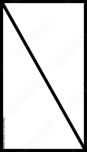 A thick and vertical grid layout with a diagonal line dividing a rectangle into two triangles for Instagram stories.