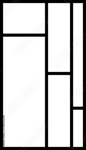 A thick and vertical grid layout with three unequal columns, each divided into two rows for Instagram stories.