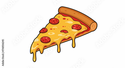 Delicious Pepperoni Pizza Slice with Melted Cheese.