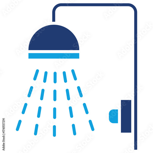 Shower Flat Blue Icon