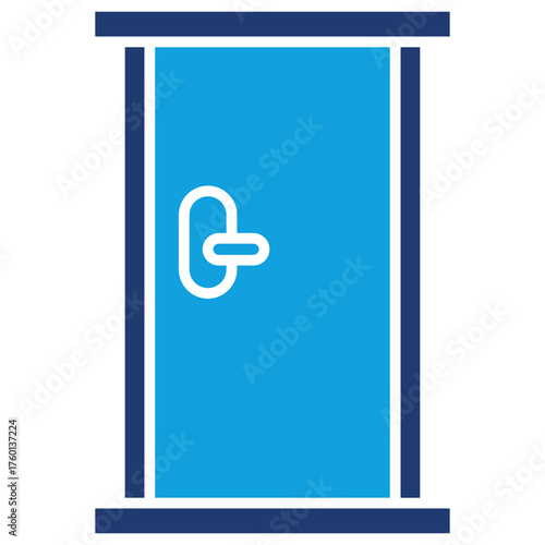 Hotel Room Door Flat Blue Icon