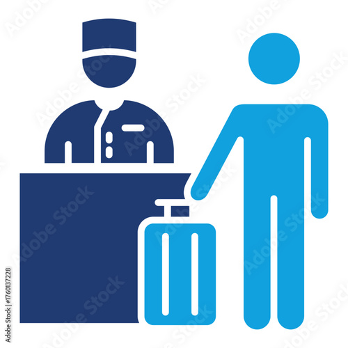 Hotel Receptionist Flat Blue Icon