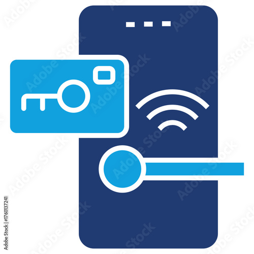 Digital Room Key Flat Blue Icon
