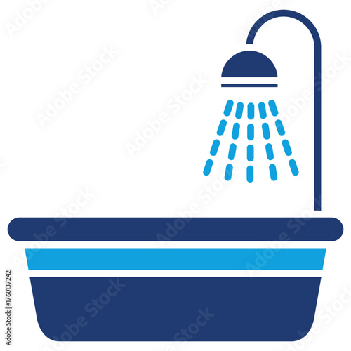 Bathroom Flat Blue Icon