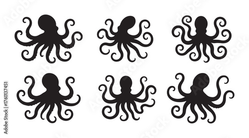 Charming octopus silhouette pattern great for nautical themed designs, fabric prints, or creative ocean life projects, bring a bit of the sea to your next craft