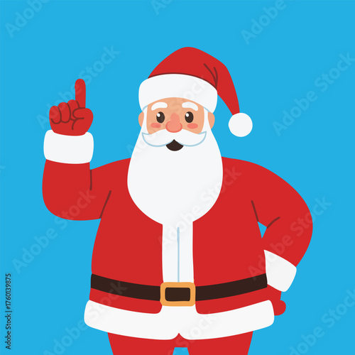 Santa Claus Pointing Finger Upwards, Showing an Idea