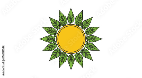 Green leaves circle emblem organic design element for natural products ideal for eco-friendly branding wellness blogs promoting sustainability and environmental awareness.