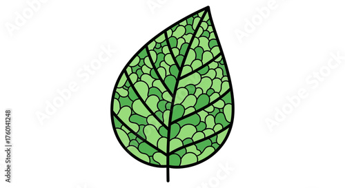 Green leaf vector illustration mosaic-patterned foliage for nature-themed designs representing growth ecology and springtime freshness perfect for sustainable projects.