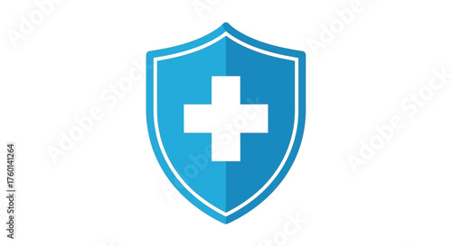 healthcare shield with a white cross symbolizing medical protection and safety ensuring health insurance coverage and secure pharmaceutical practices