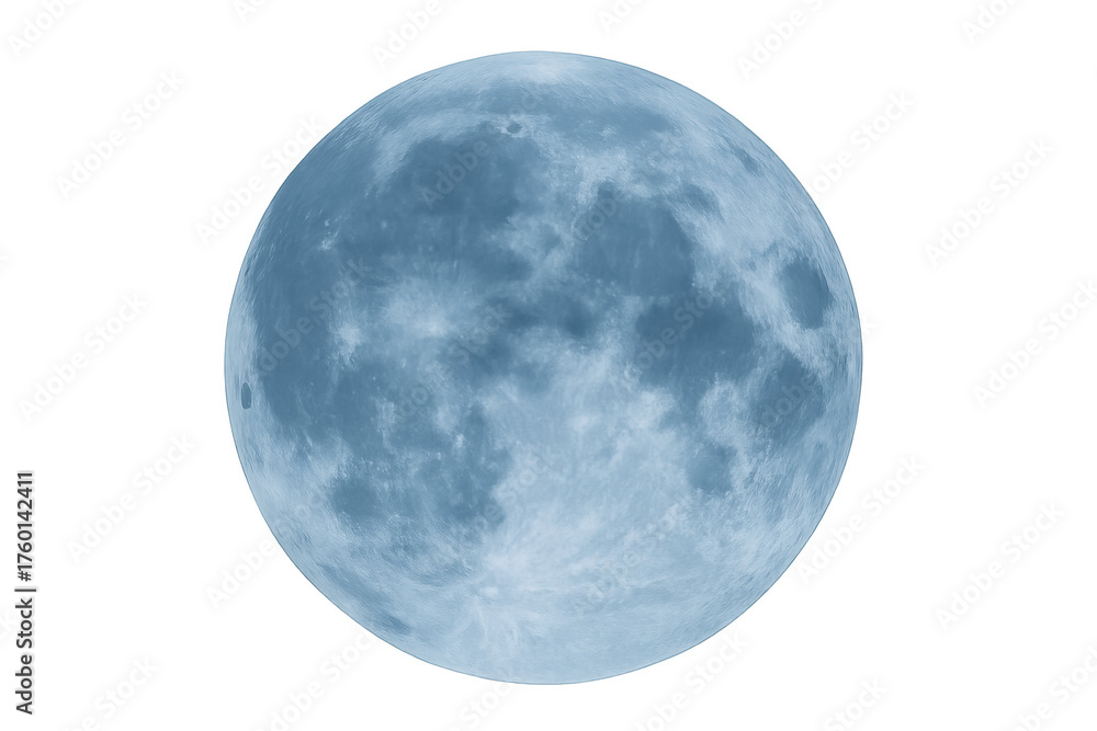 Obraz premium Blue moon appearing isolated on a transparent background, representing space, astronomy, and celestial bodies