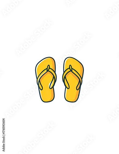 Pair of Flip Flops on White Background for Beach Vacation or Summer Mockups