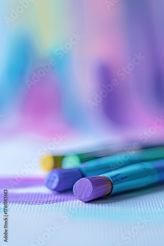 Pastels on Canvas with Blurred Background. Arts, crafts, drawing, education