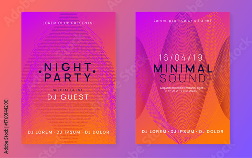 Music Set. Dance Flyer. Sound Festival Template. Blue Party Event. Electronic Beat Illustration. Concert Invite. Violet Techno Design. Green Music Set