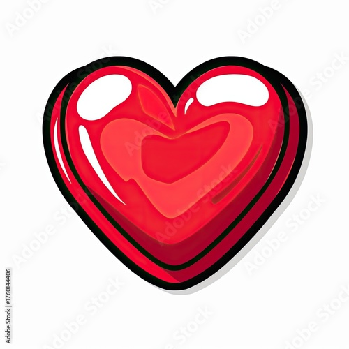 Red Heart Illustration Symbolizing Love; On White Background; Could Be Used For Design